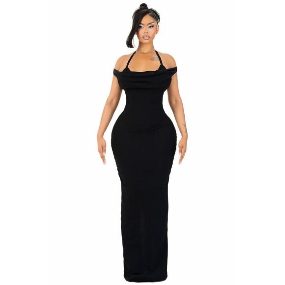 Yagi Sicily Onyx Black Maxi Dress Medium‎ - Picture 1 of 9